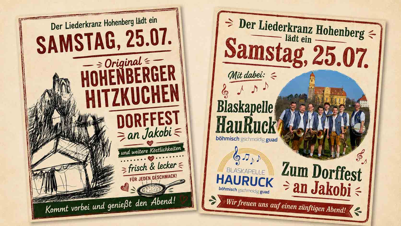 Dorffest an Jakobi 2026 in Hohenberg – Samstagabend Hitzkuchen und Blaskabelle HauRuck